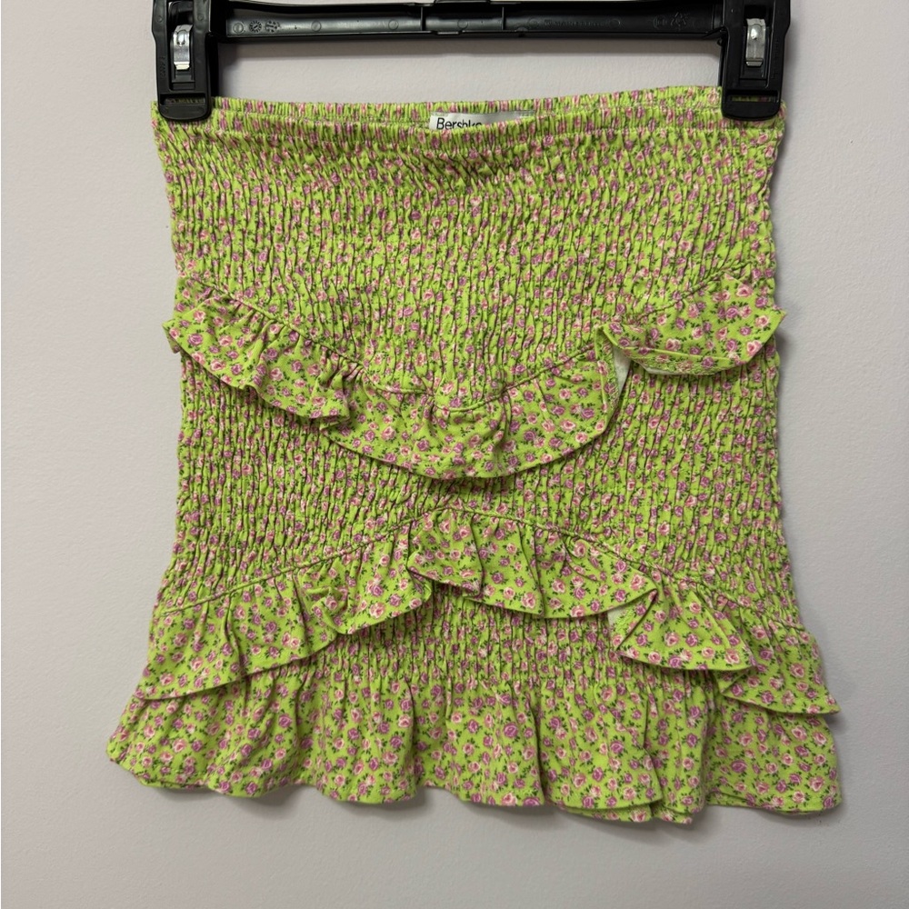 Bershka Floral Green Skirt